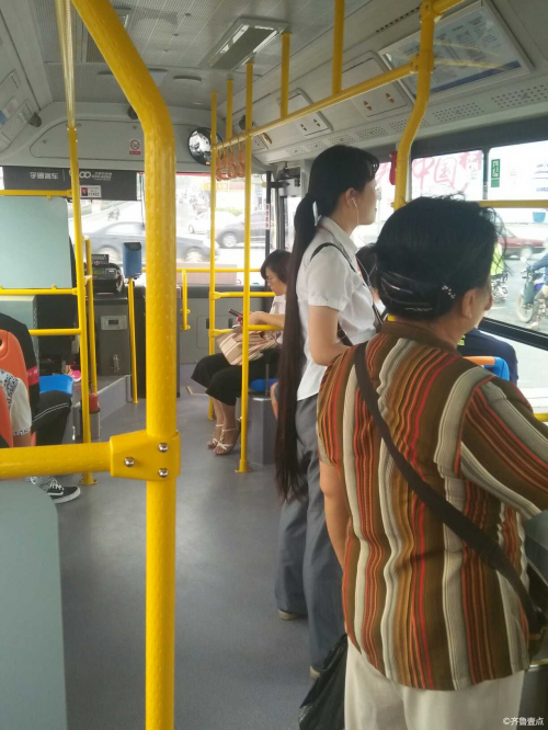 Long hair on bus in Jinan city