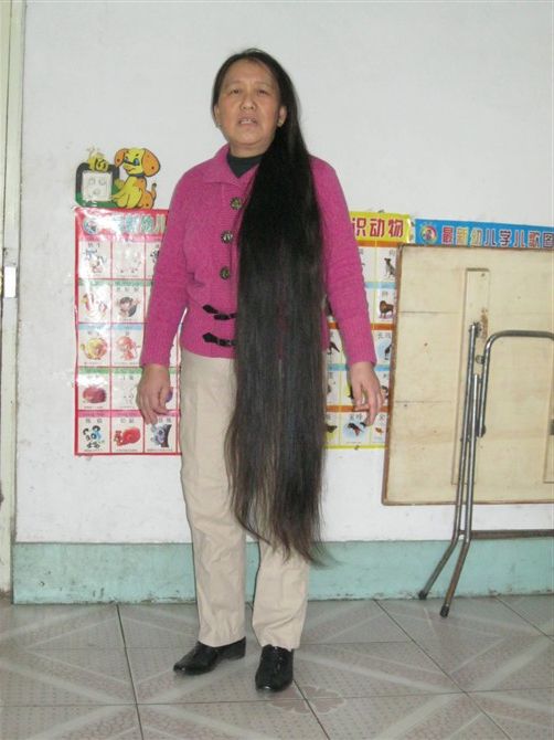 60 years woman still has black long hair