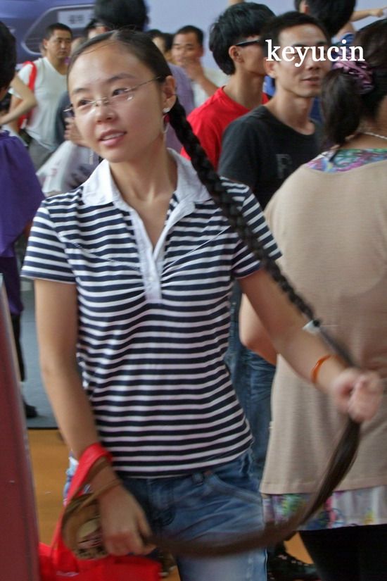 2 braid young girl on exhibition