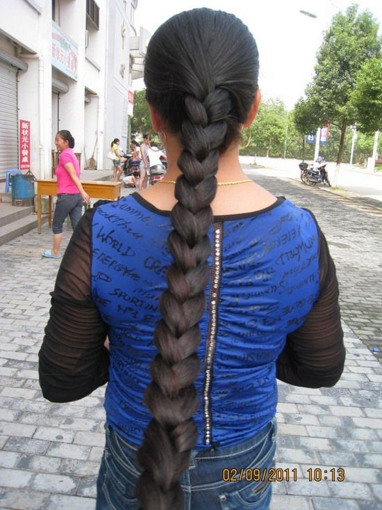 Streetshot of long thick braid