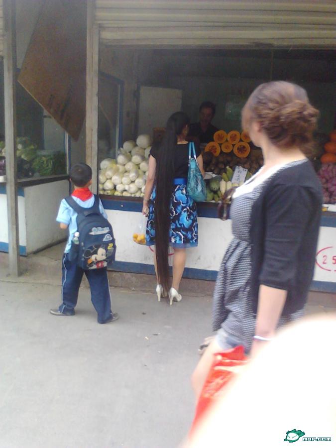 Streetshot of super long hair