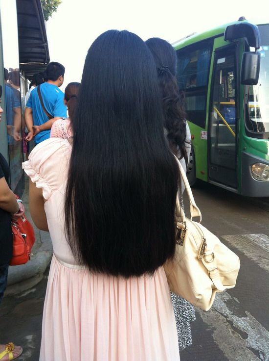 Beautiful long hair trimmed in one length