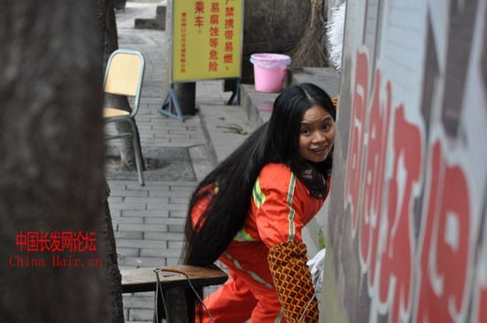 Calf length long hair worker in day time and night