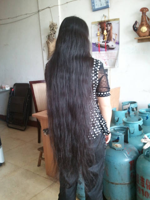 Thigh length long hair made to bun