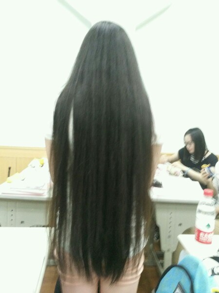 Hip length long hair student